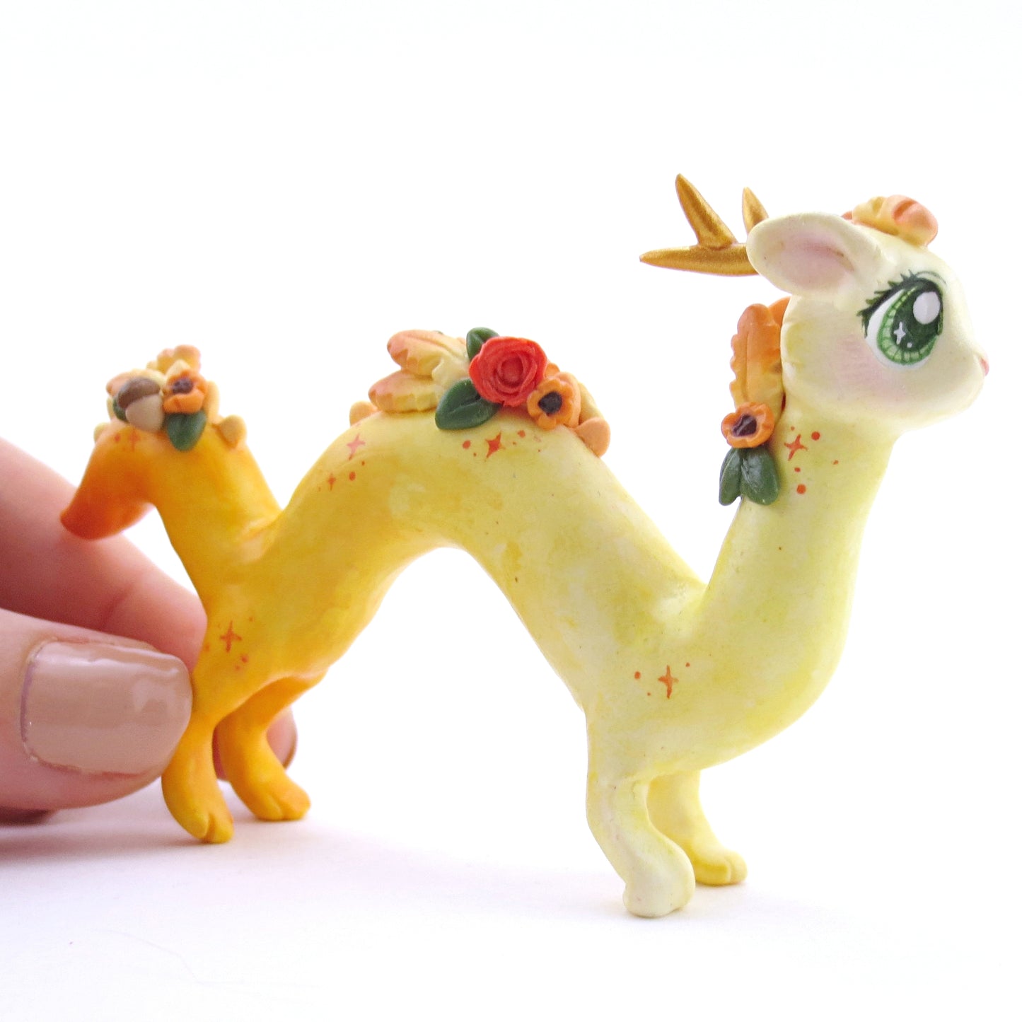 "The Fall Bringer" Noodle Dragon Figurine - Polymer Clay Fall Animals