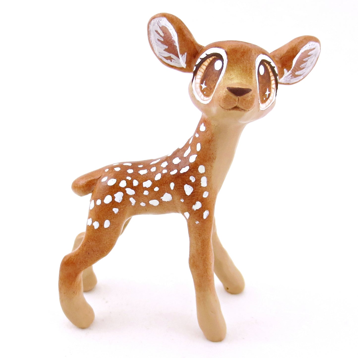 Standing Spotted Fawn Deer Figurine - Polymer Clay Fall Animals