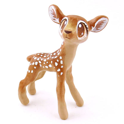 Standing Spotted Fawn Deer Figurine - Polymer Clay Fall Animals