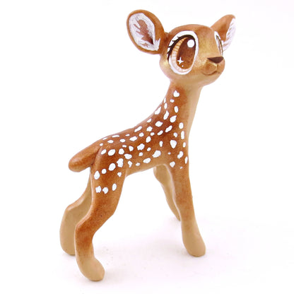 Standing Spotted Fawn Deer Figurine - Polymer Clay Fall Animals