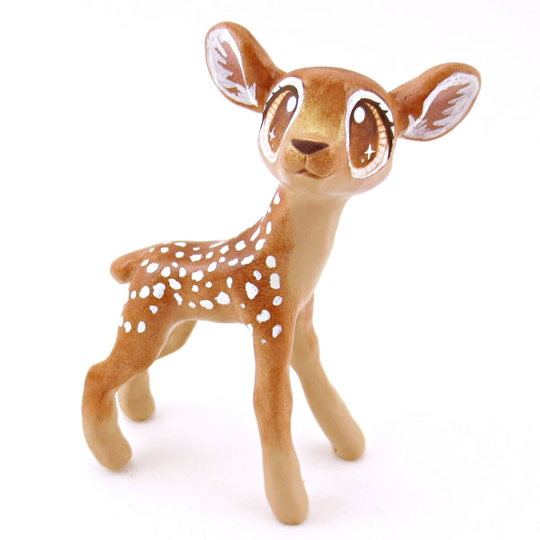 Standing Spotted Fawn Deer Figurine - Polymer Clay Fall Animals