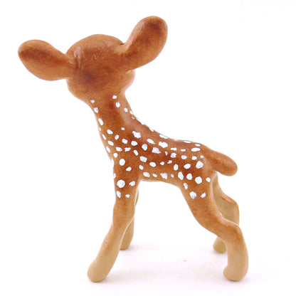 Standing Spotted Fawn Deer Figurine - Polymer Clay Fall Animals