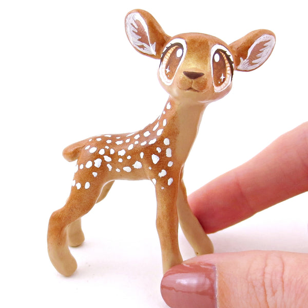 Standing Spotted Fawn Deer Figurine - Polymer Clay Fall Animals