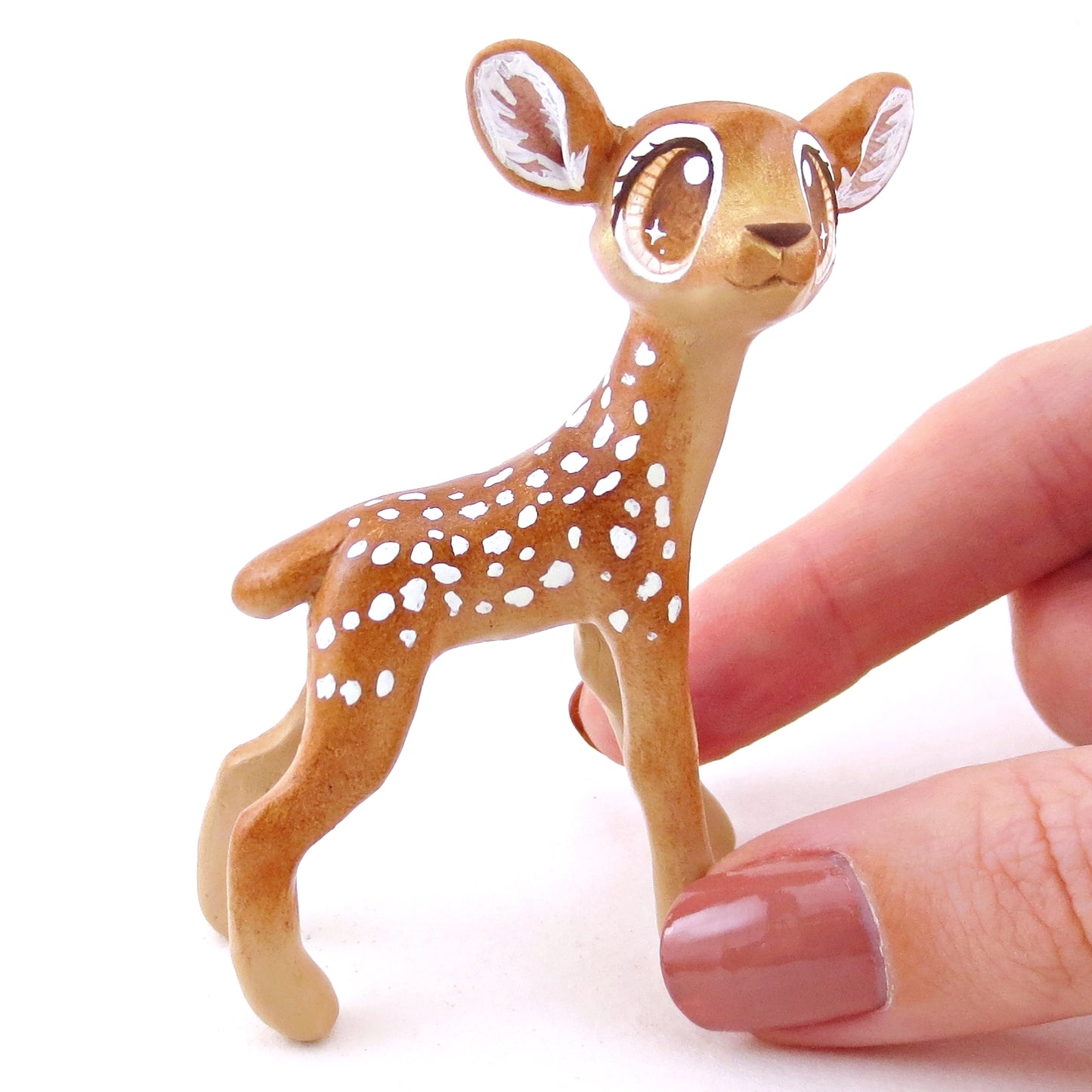 Standing Spotted Fawn Deer Figurine - Polymer Clay Fall Animals