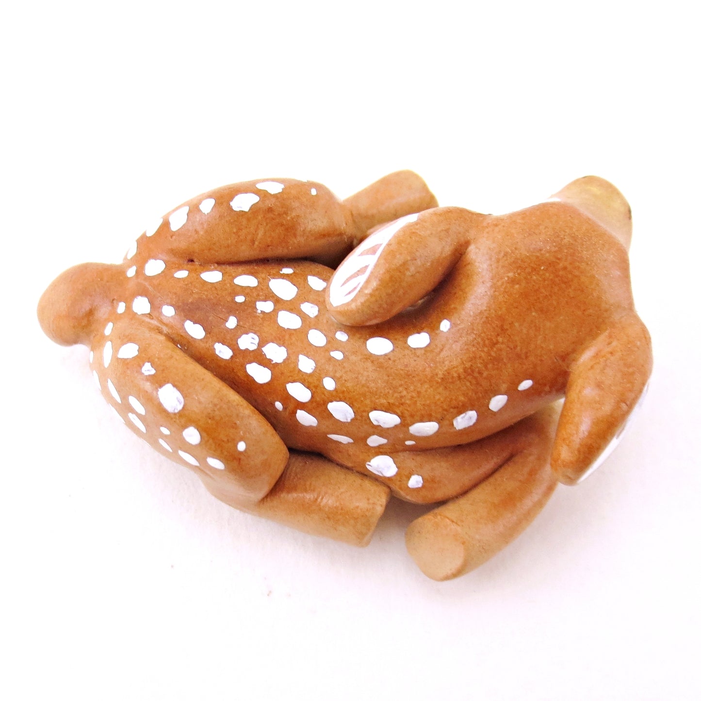 Curled Up Spotted Fawn Deer Figurine - Polymer Clay Fall Animals