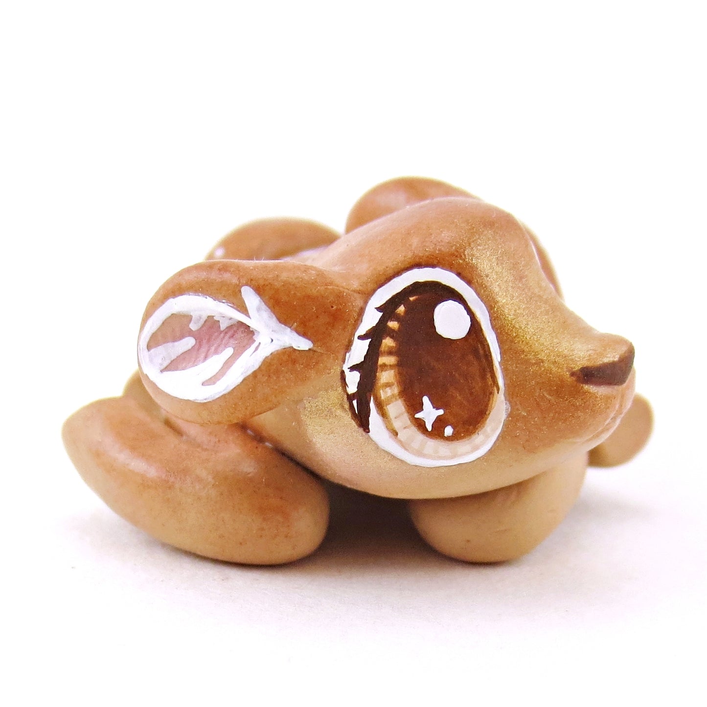 Curled Up Spotted Fawn Deer Figurine - Polymer Clay Fall Animals