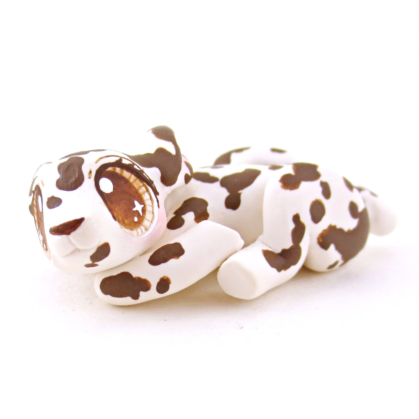 Curled Up Piebald Deer Figurine - Polymer Clay Fall Animals