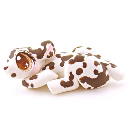 Curled Up Piebald Deer Figurine - Polymer Clay Fall Animals