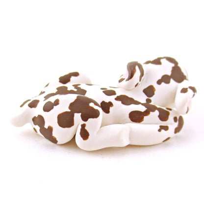 Curled Up Piebald Deer Figurine - Polymer Clay Fall Animals