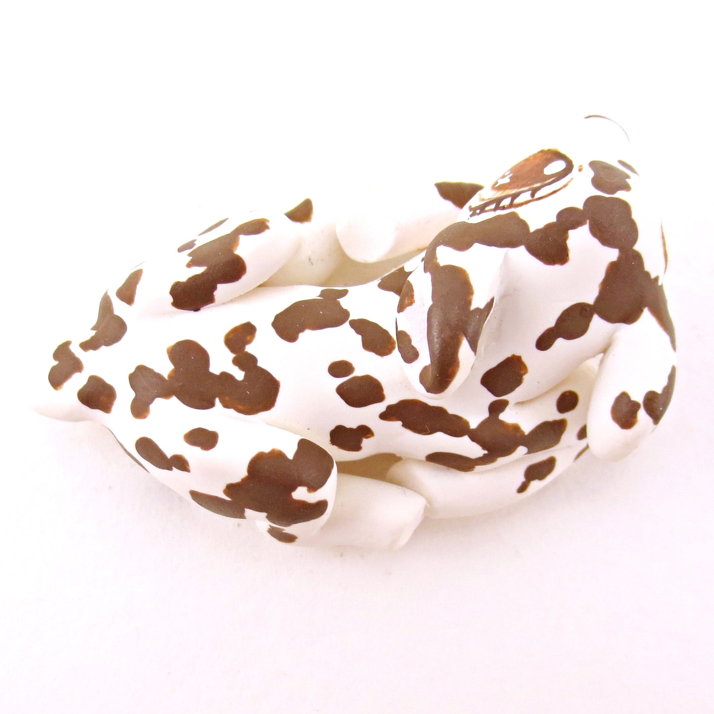 Curled Up Piebald Deer Figurine - Polymer Clay Fall Animals