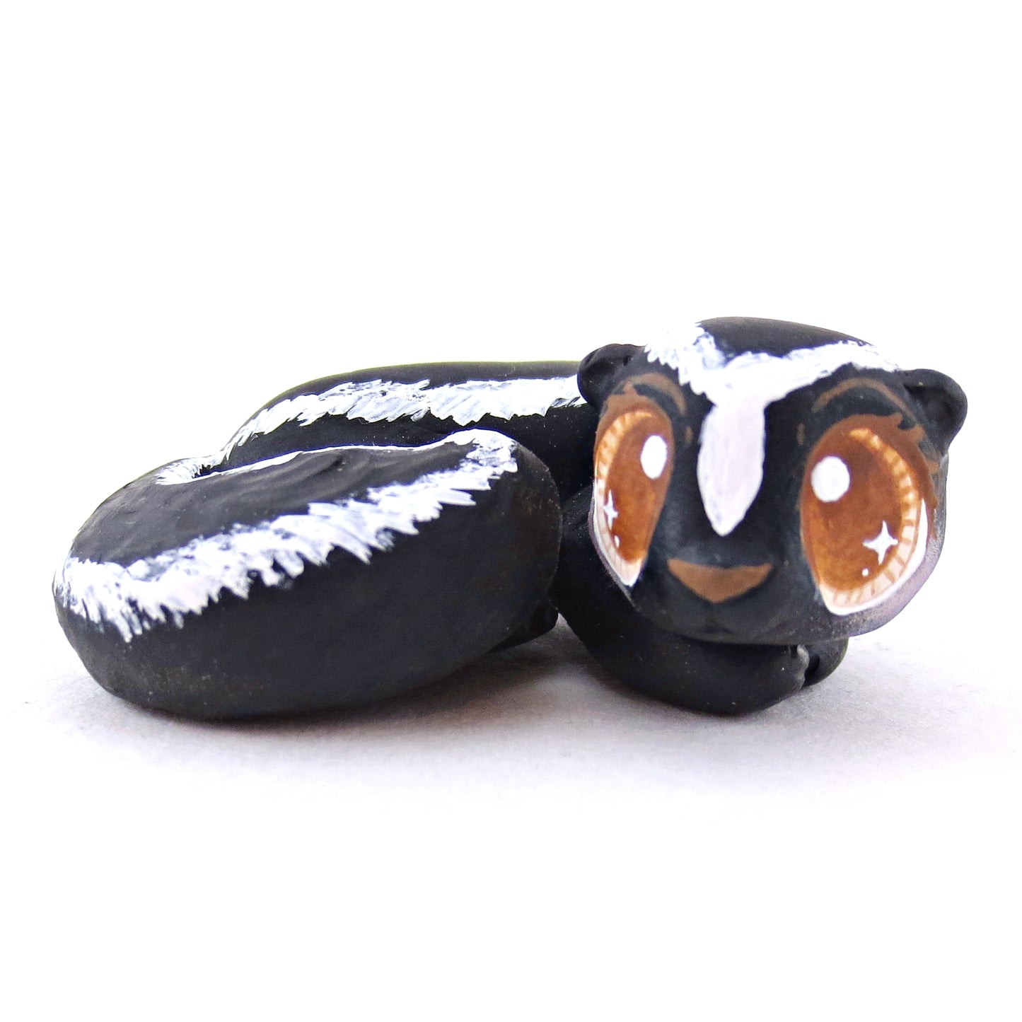 Curled Up Little Skunk Figurine - Polymer Clay Fall Animals