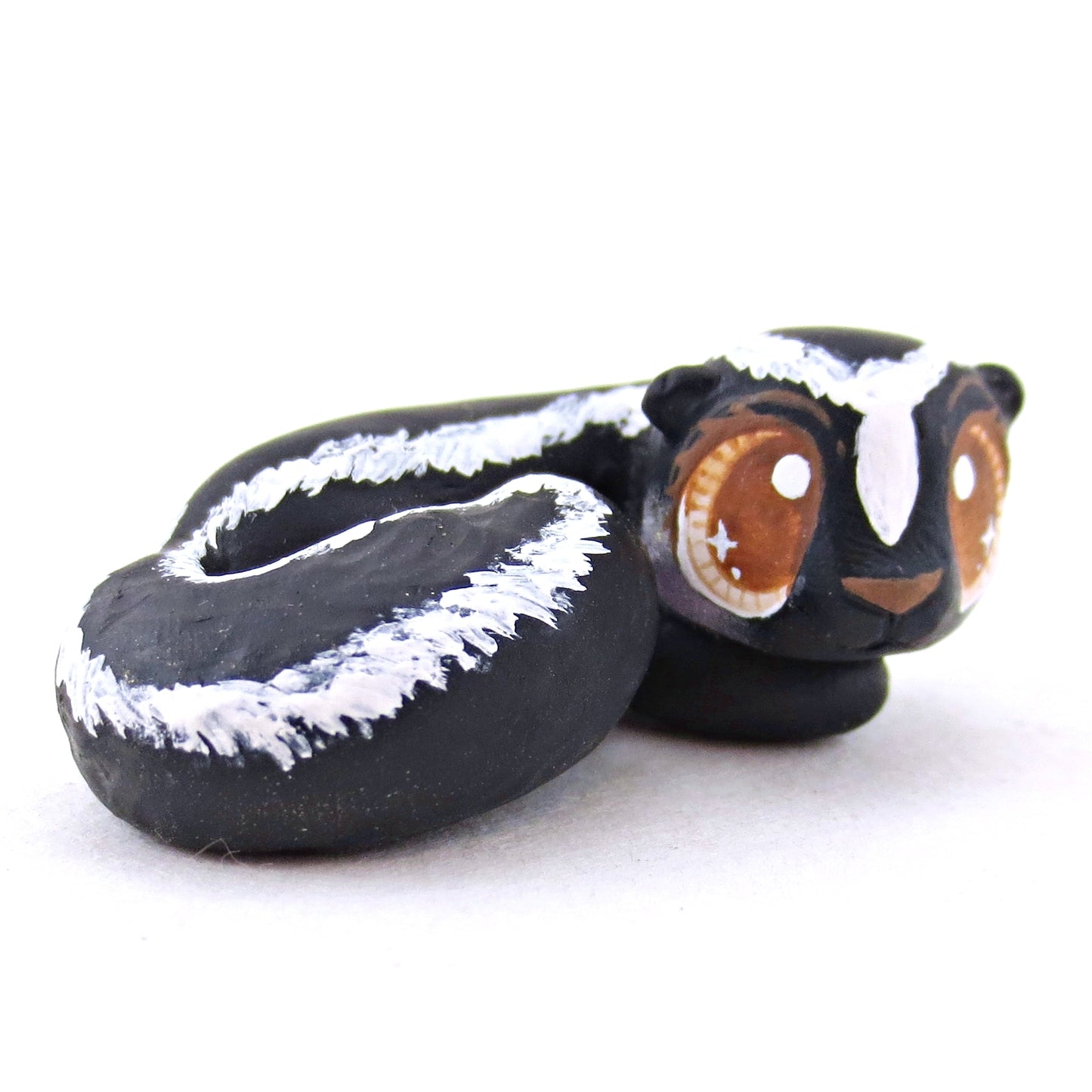 Curled Up Little Skunk Figurine - Polymer Clay Fall Animals