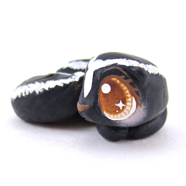 Curled Up Little Skunk Figurine - Polymer Clay Fall Animals