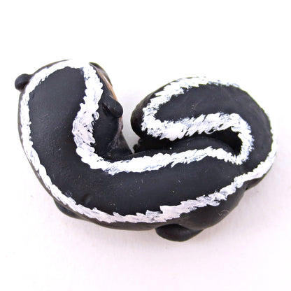 Curled Up Little Skunk Figurine - Polymer Clay Fall Animals