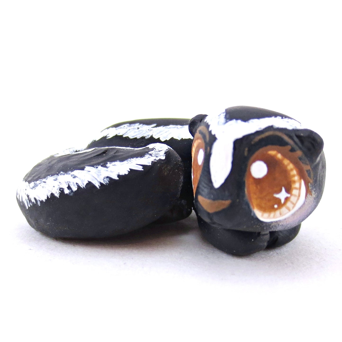 Curled Up Little Skunk Figurine - Polymer Clay Fall Animals