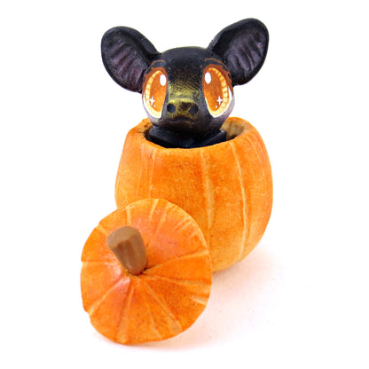 Bat in a Pumpkin Figurine - Polymer Clay Fall Animals