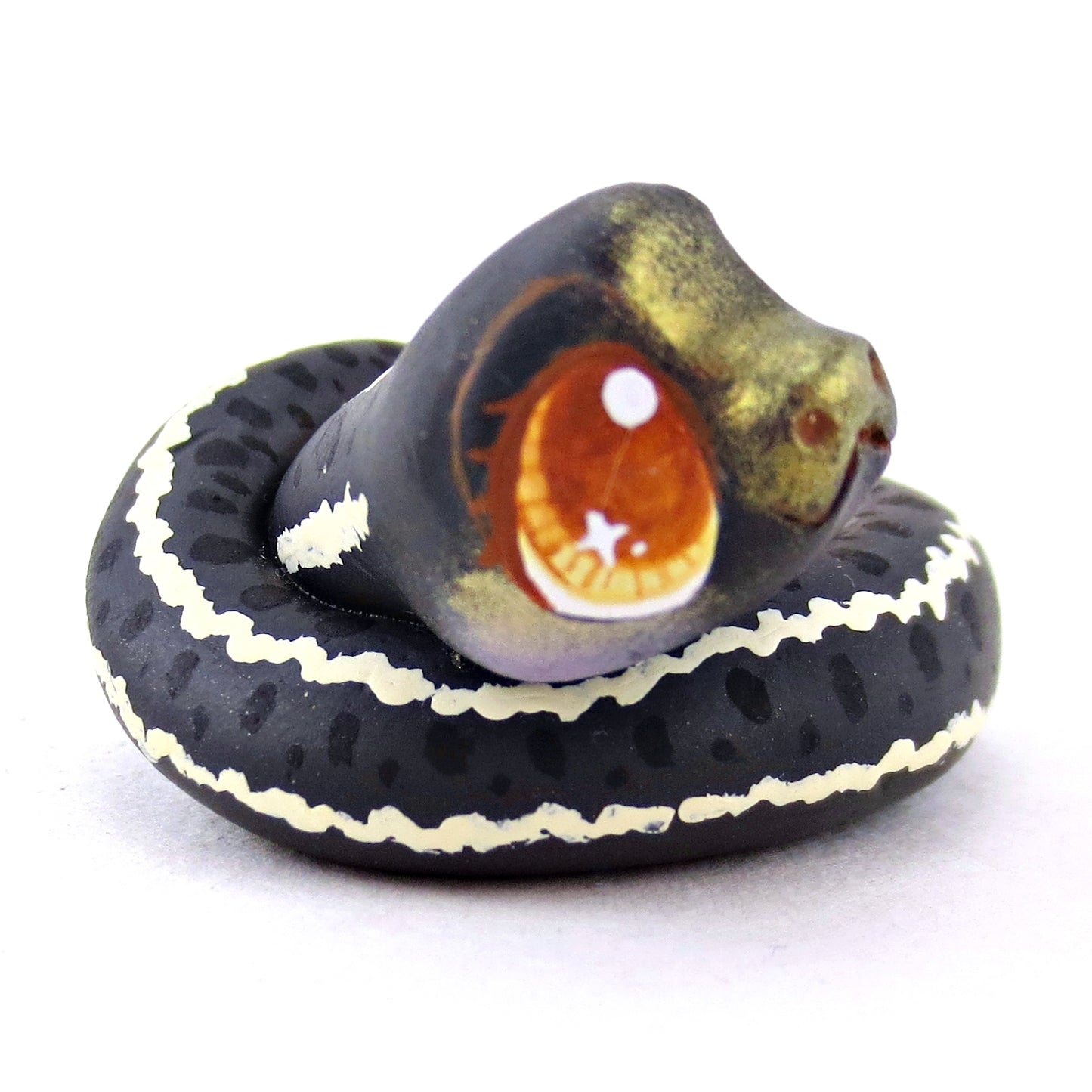 Pumpkin Hugger Garter Snake Figurine - Polymer Clay Fall Animals