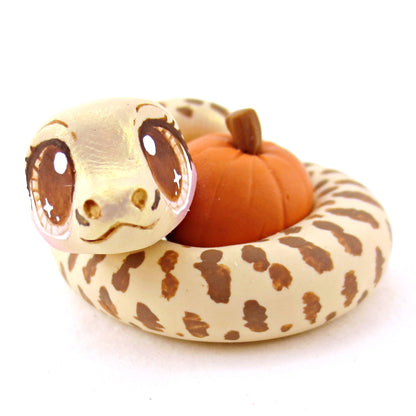 Pumpkin Hugger Gopher Snake Figurine - Polymer Clay Fall Animals