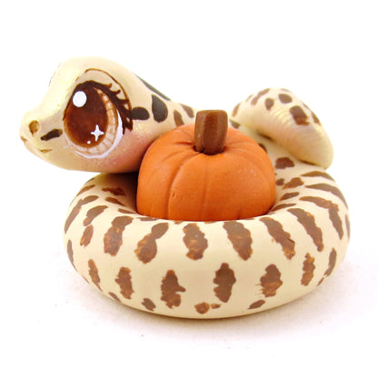 Pumpkin Hugger Gopher Snake Figurine - Polymer Clay Fall Animals