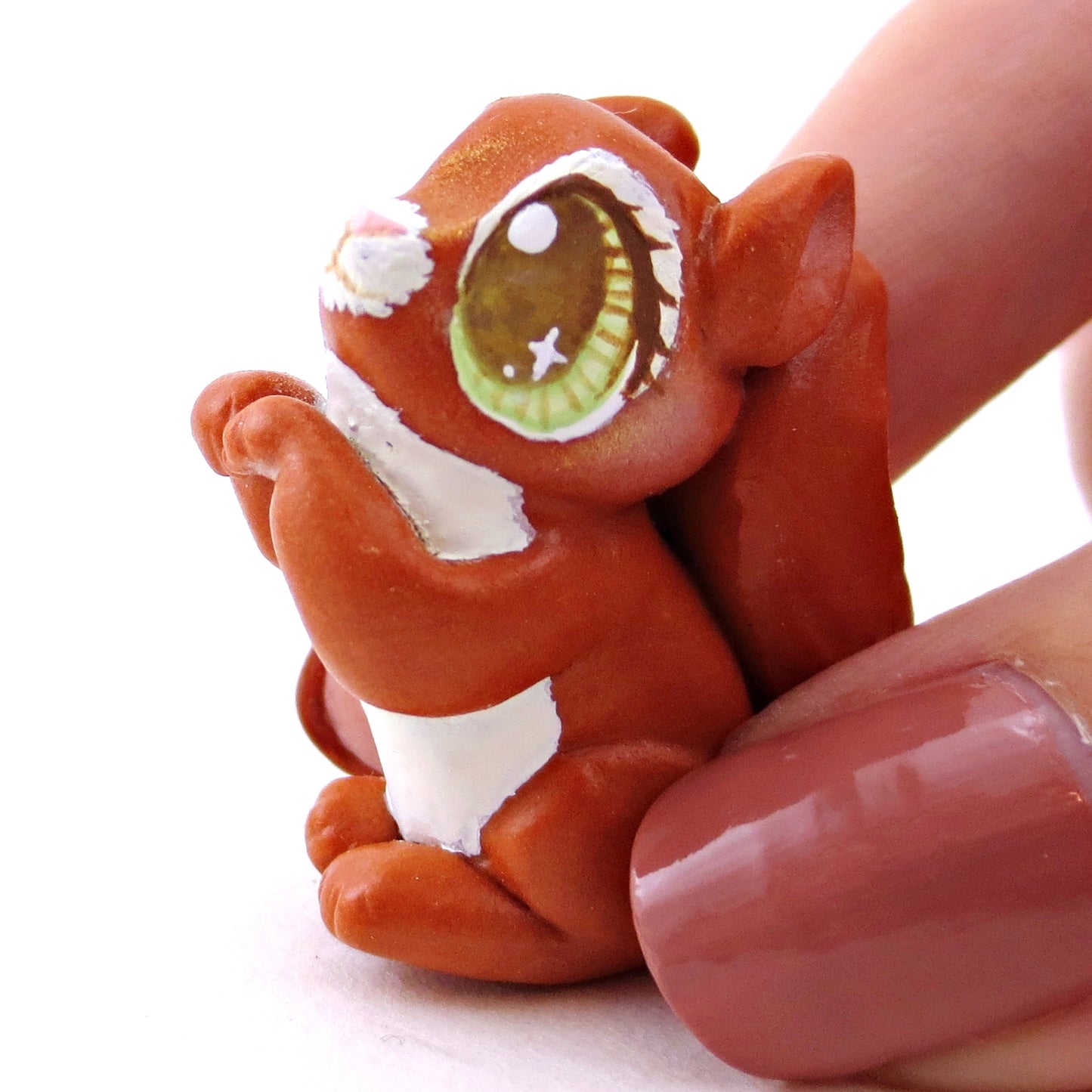 Hazed-Eyed Red Squirrel Figurine - Polymer Clay Fall Animals