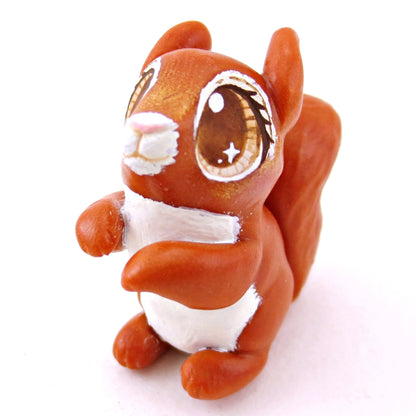 Brown-Eyed Red Squirrel Figurine - Polymer Clay Fall Animals