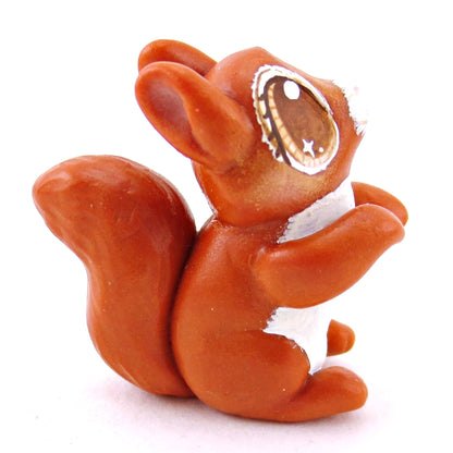 Brown-Eyed Red Squirrel Figurine - Polymer Clay Fall Animals