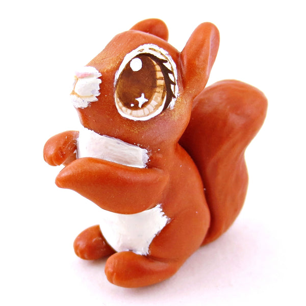 Brown-Eyed Red Squirrel Figurine - Polymer Clay Fall Animals