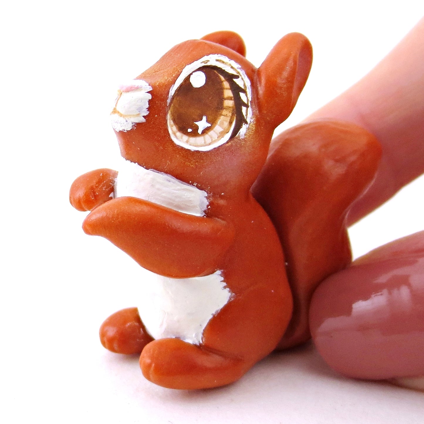 Brown-Eyed Red Squirrel Figurine - Polymer Clay Fall Animals