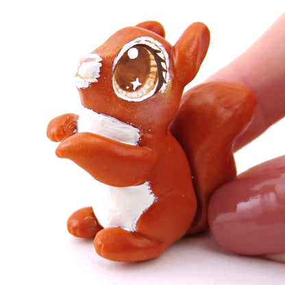 Brown-Eyed Red Squirrel Figurine - Polymer Clay Fall Animals