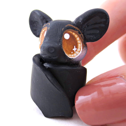 Brown-Eyed Bat Figurine - Polymer Clay Fall Animals