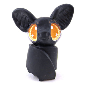 Amber-Eyed Bat Figurine - Polymer Clay Fall Animals