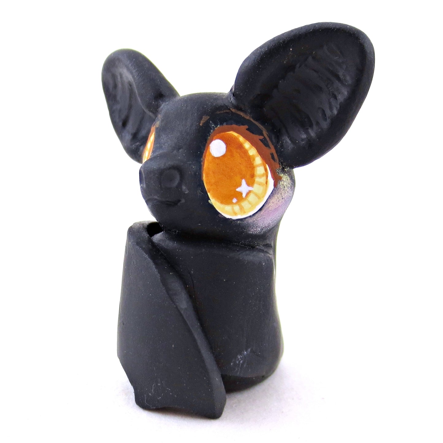 Amber-Eyed Bat Figurine - Polymer Clay Fall Animals