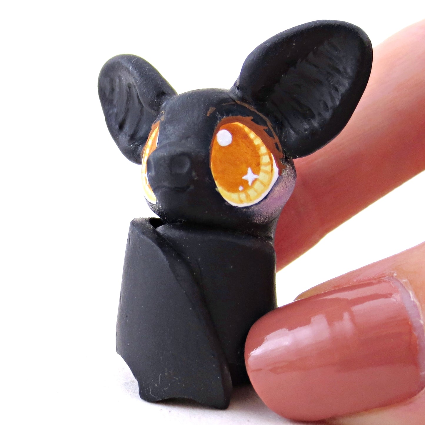 Amber-Eyed Bat Figurine - Polymer Clay Fall Animals