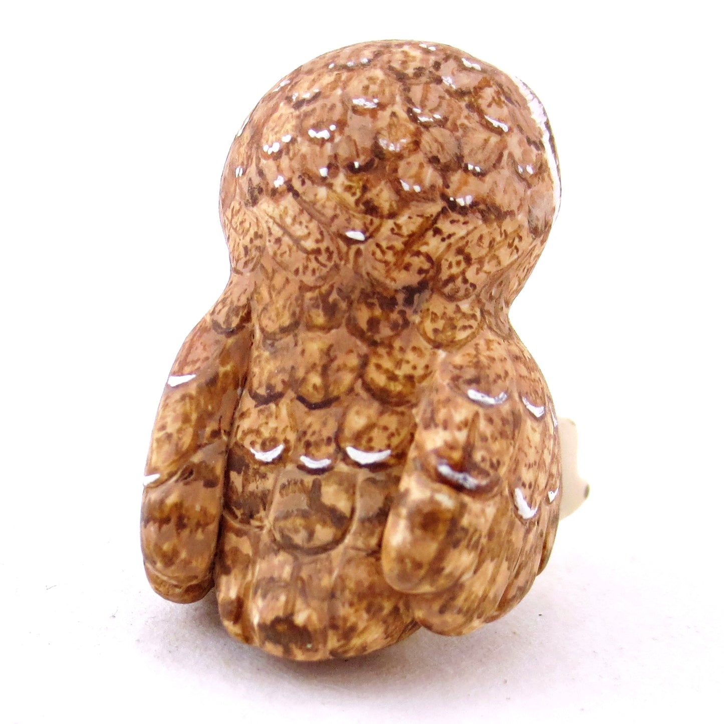 Amber-Eyed Tawny Owl Figurine - Polymer Clay Fall Animals