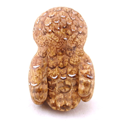 Amber-Eyed Tawny Owl Figurine - Polymer Clay Fall Animals