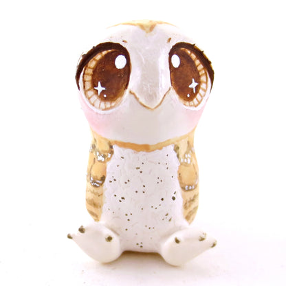 Brown-Eyed Barn Owl Figurine - Polymer Clay Fall Animals