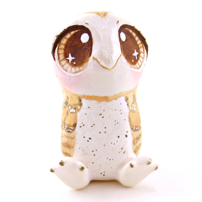 Brown-Eyed Barn Owl Figurine - Polymer Clay Fall Animals