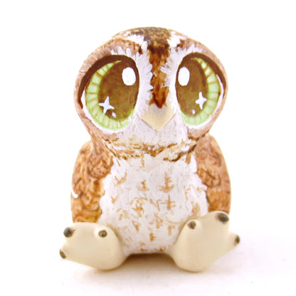 Hazel-Eyed Tawny Owl Figurine - Polymer Clay Fall Animals