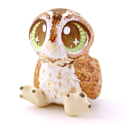 Hazel-Eyed Tawny Owl Figurine - Polymer Clay Fall Animals