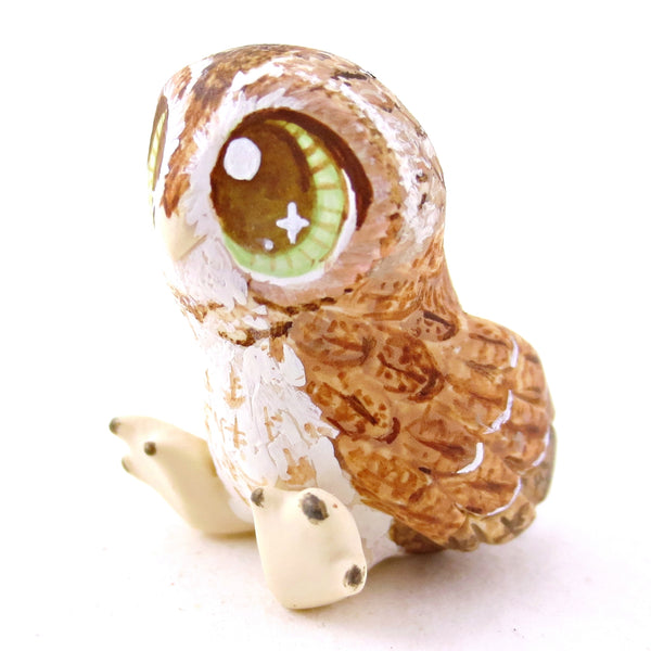 Hazel-Eyed Tawny Owl Figurine - Polymer Clay Fall Animals