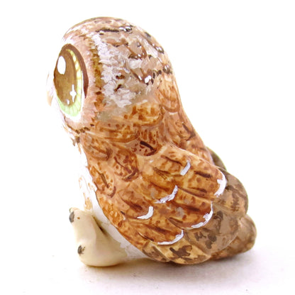 Hazel-Eyed Tawny Owl Figurine - Polymer Clay Fall Animals