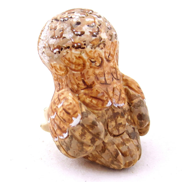 Hazel-Eyed Tawny Owl Figurine - Polymer Clay Fall Animals