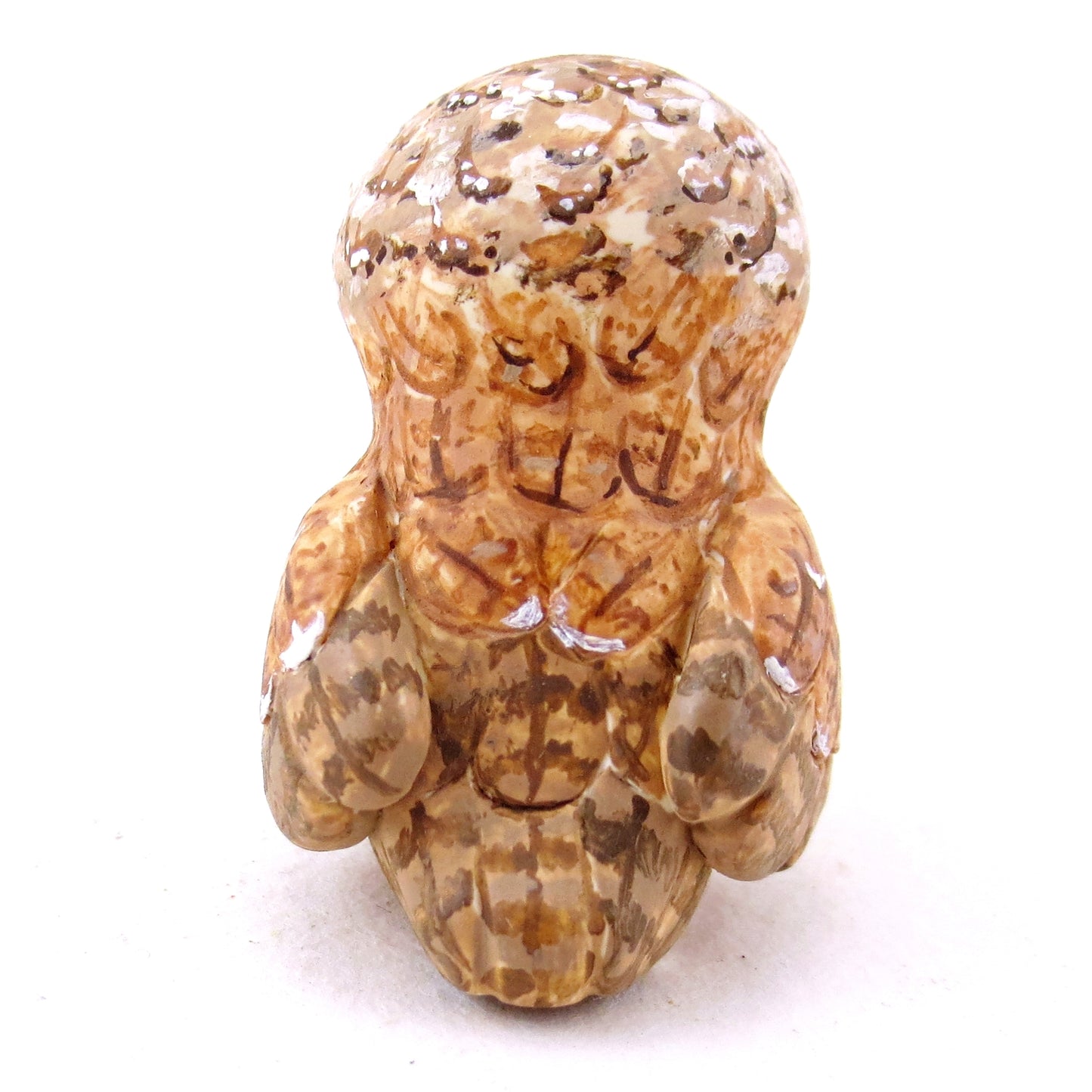 Hazel-Eyed Tawny Owl Figurine - Polymer Clay Fall Animals