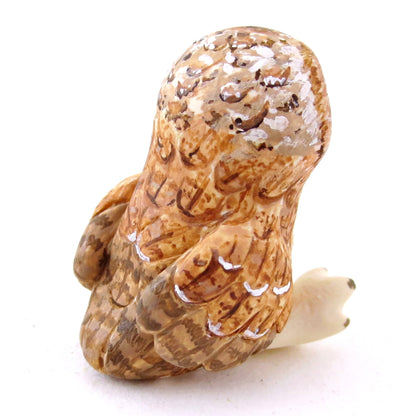 Hazel-Eyed Tawny Owl Figurine - Polymer Clay Fall Animals