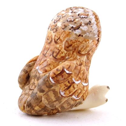 Hazel-Eyed Tawny Owl Figurine - Polymer Clay Fall Animals