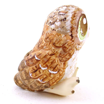 Hazel-Eyed Tawny Owl Figurine - Polymer Clay Fall Animals