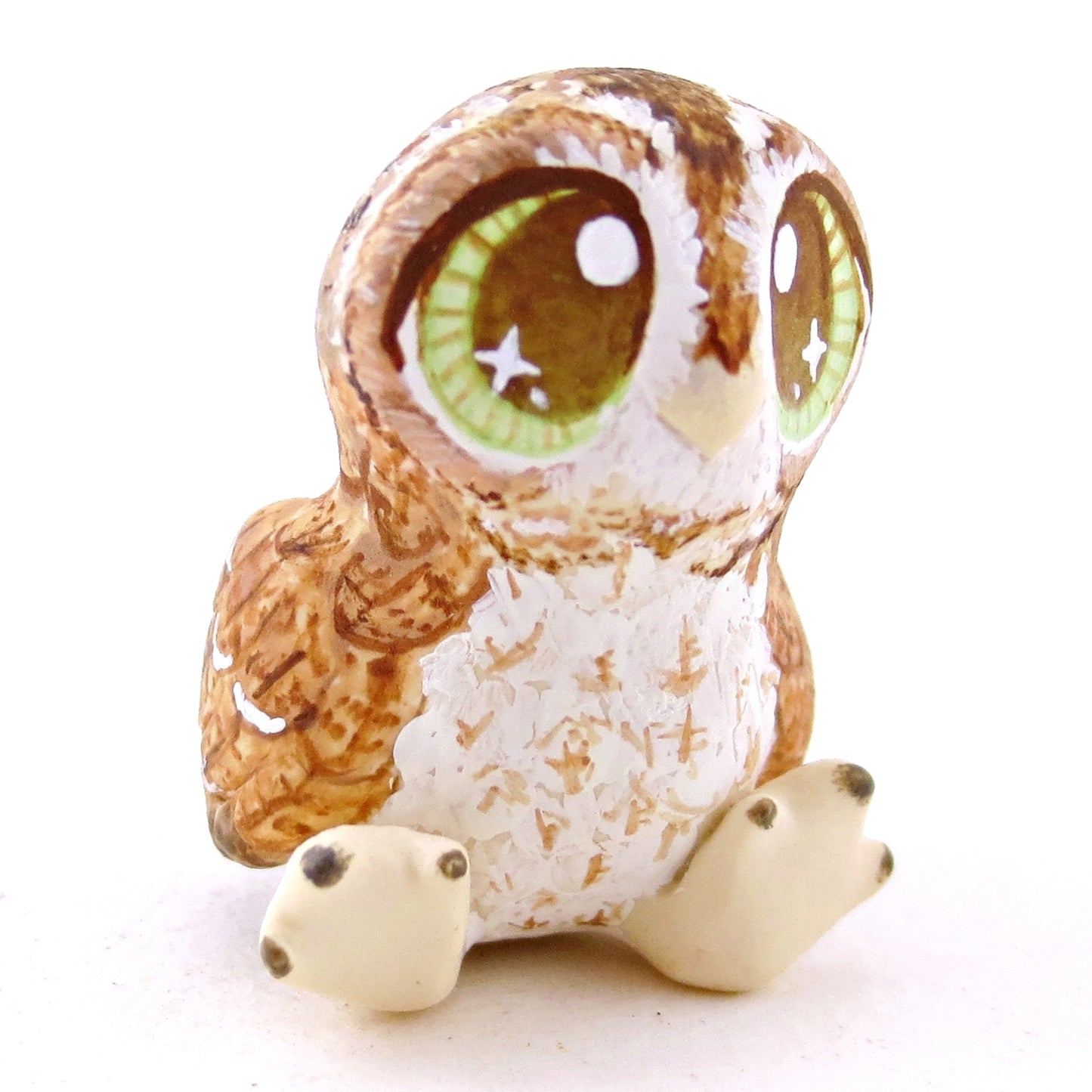 Hazel-Eyed Tawny Owl Figurine - Polymer Clay Fall Animals