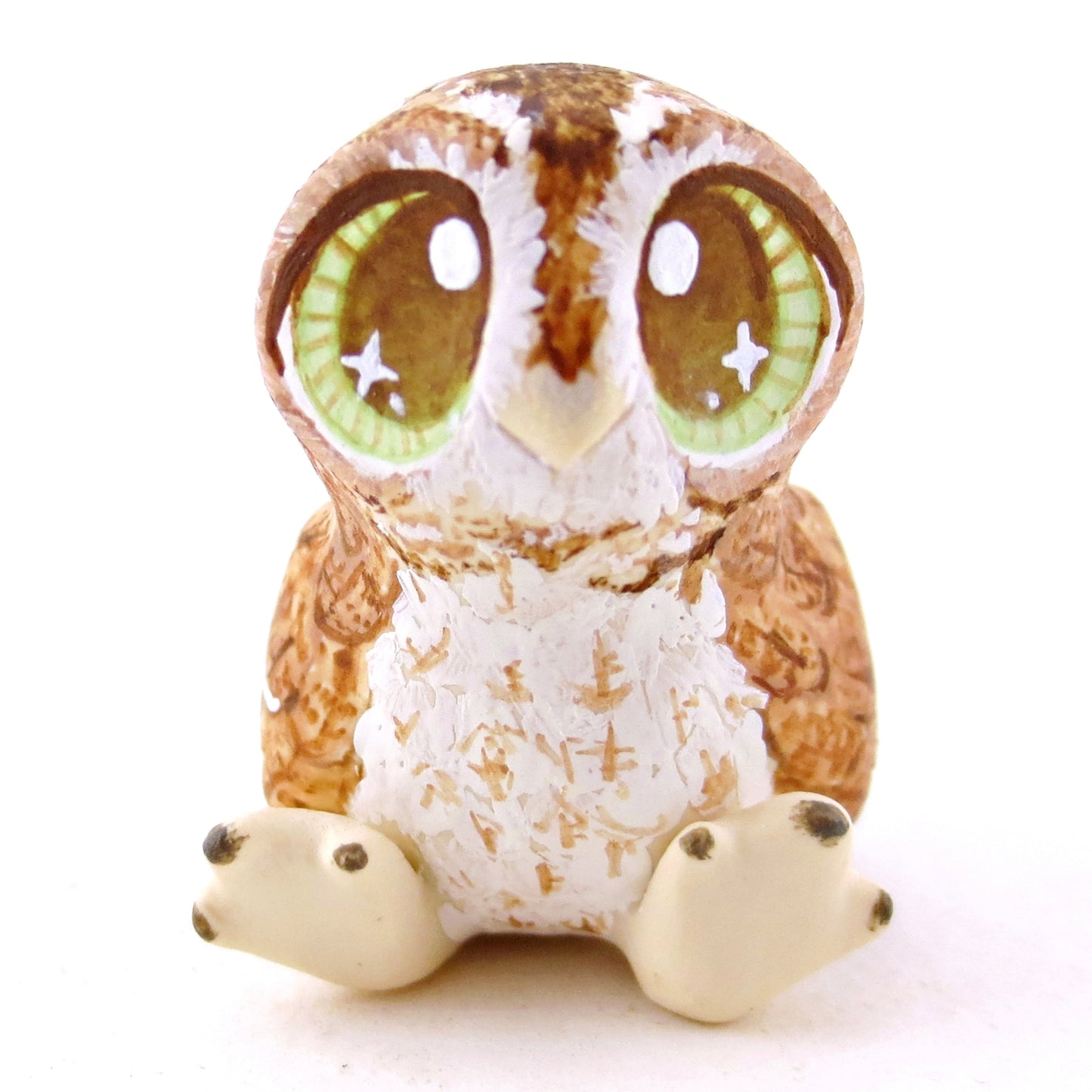 Hazel-Eyed Tawny Owl Figurine - Polymer Clay Fall Animals