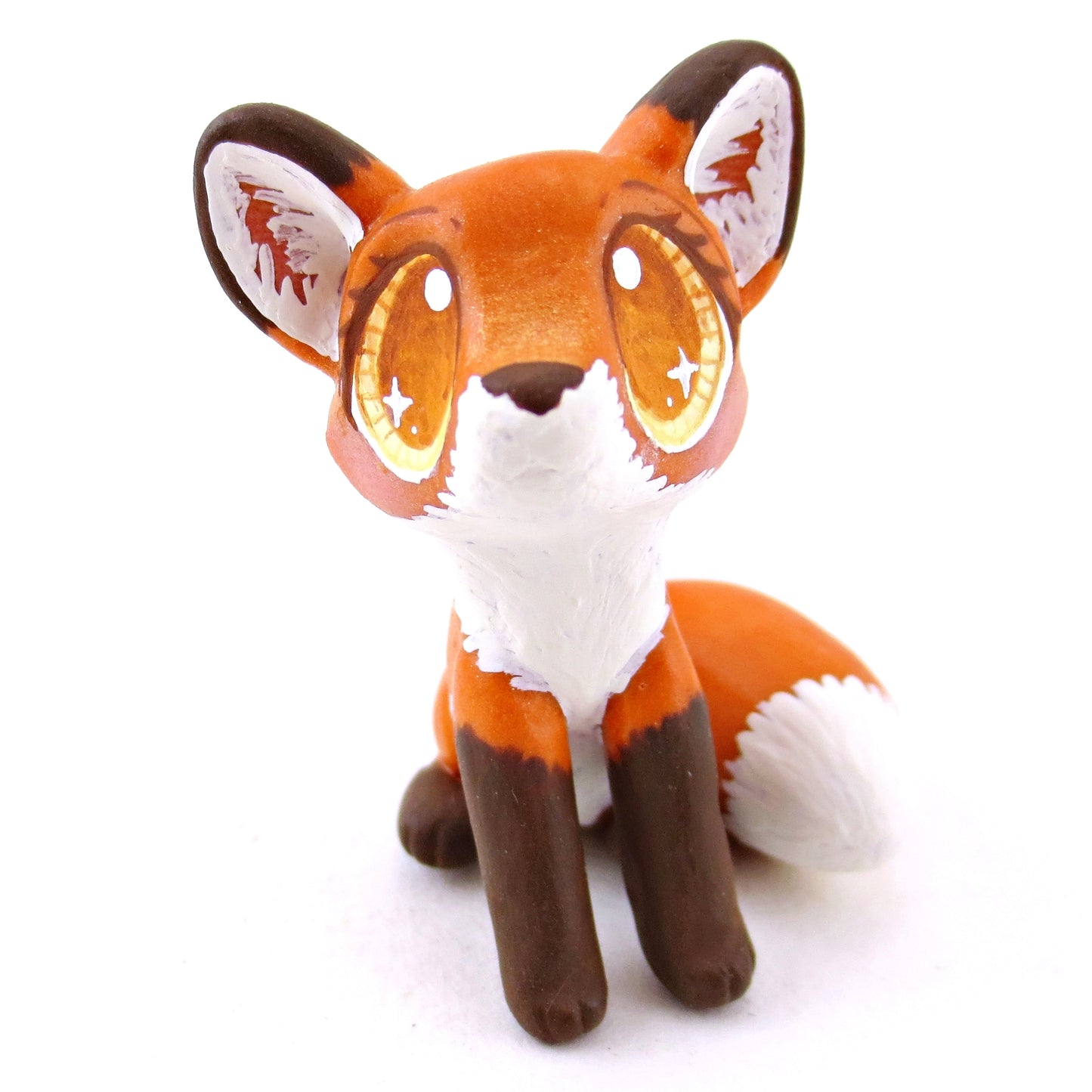 Amber-Eyed Red Fox Figurine - Polymer Clay Fall Animals