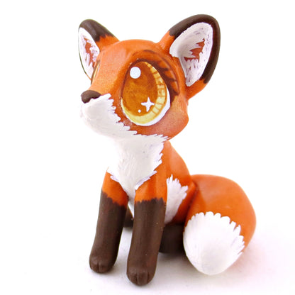 Amber-Eyed Red Fox Figurine - Polymer Clay Fall Animals